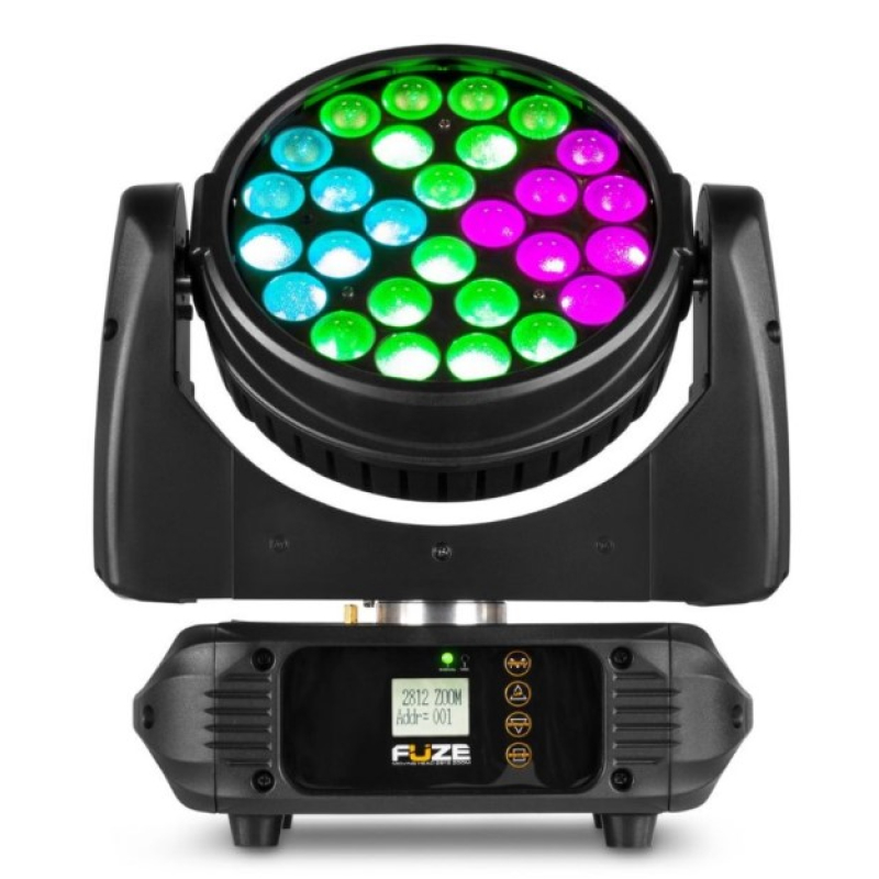 Beamz fuze2812 moving head wash w/ zoom 28x12w led : rgbaw-uv