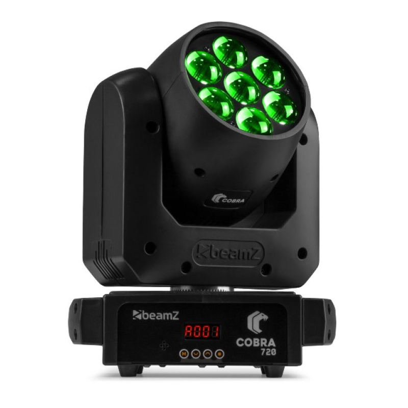 Beamz cobra 720 wash moving head 7x 20w with zoom 