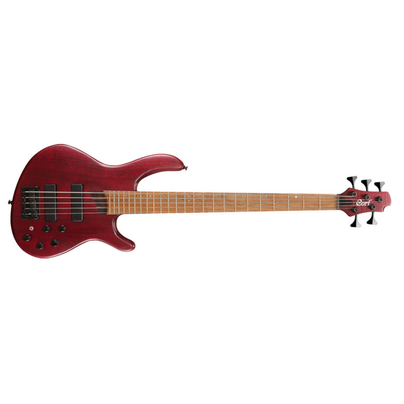 Cort B5 Plus AS RM 5-String Bass guitar Open Pore Burgandy Red