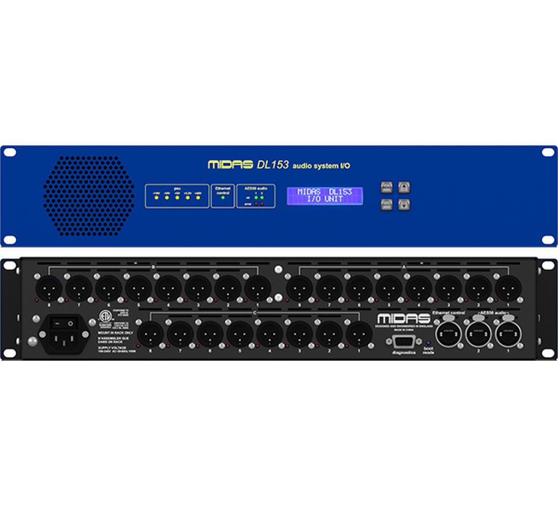 Midas DL153 - Stagebox with 16 MIDAS Mic Preamps and Dual-Redundant AES50 Networking