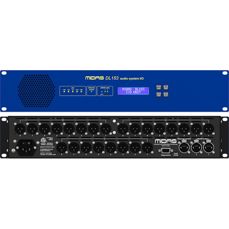 Midas DL153 - Stagebox with 16 MIDAS Mic Preamps and Dual-Redundant AES50 Networking