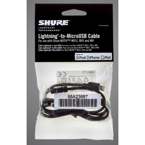 Shure amv-ltg lightning to mirco usb cable