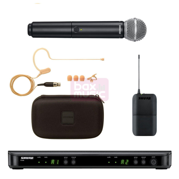 Shure blx1288/mx53 handheld & countryman combo wireless system microphone