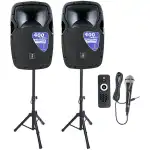 Imix Party 10A 10" Active Speaker Set w/ Stands And Mic