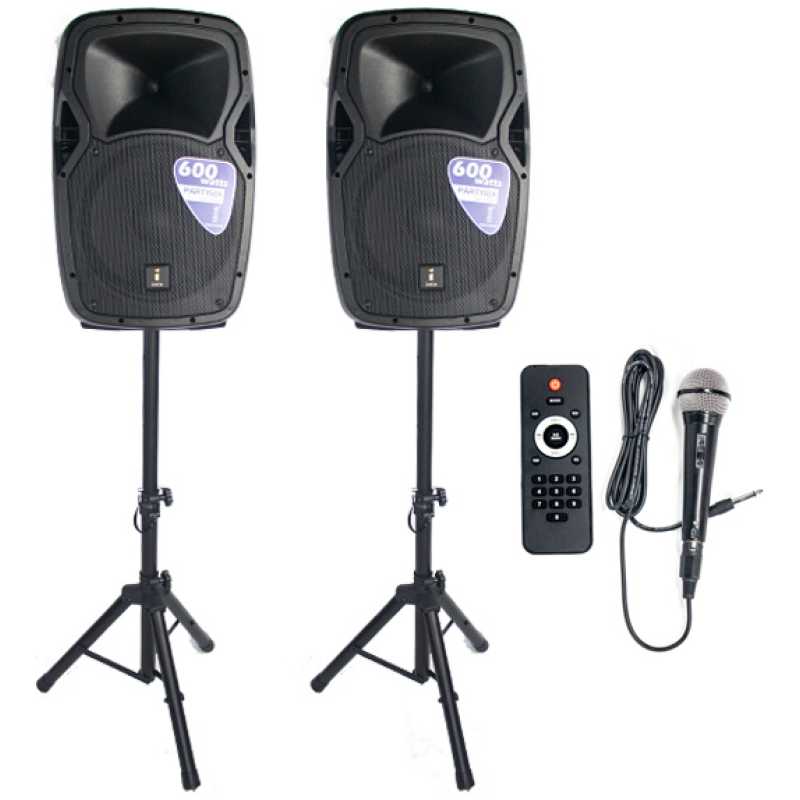 Imix Party 12A 12" Active Speaker Set w/ Stands And Mic
