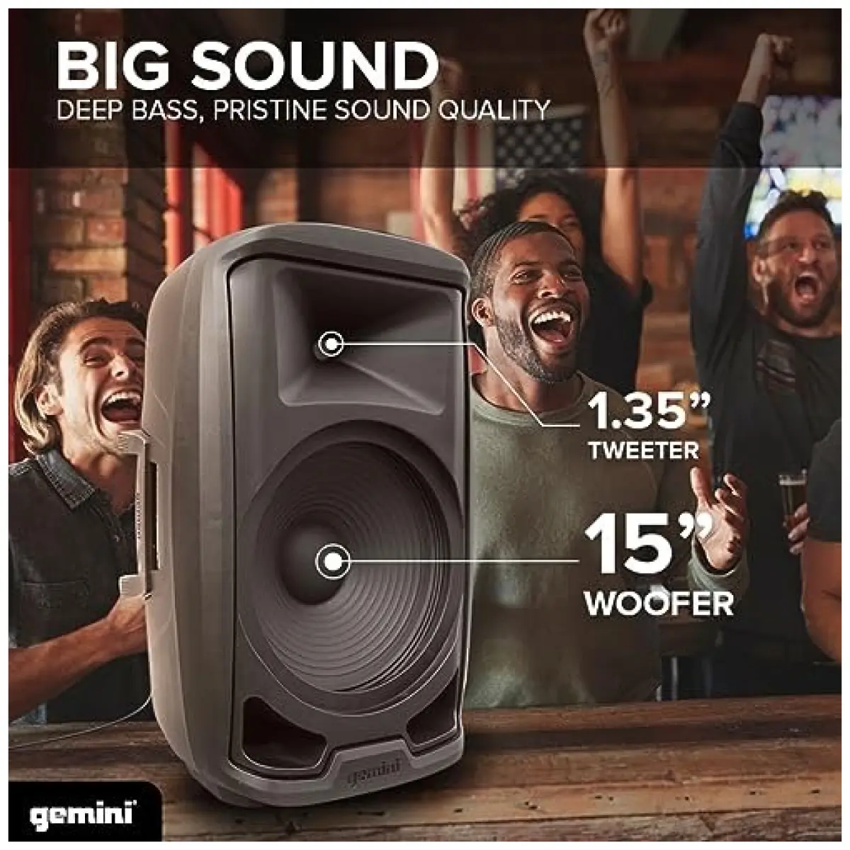 Gemini AS-2115BT-LT-PK 15" Active Bluetooth PA speaker system - Image 4