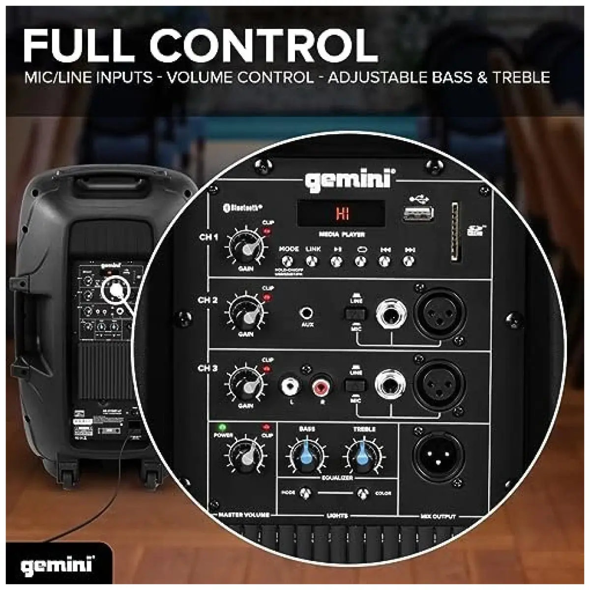 Gemini AS-2115BT-LT-PK 15" Active Bluetooth PA speaker system - Image 5