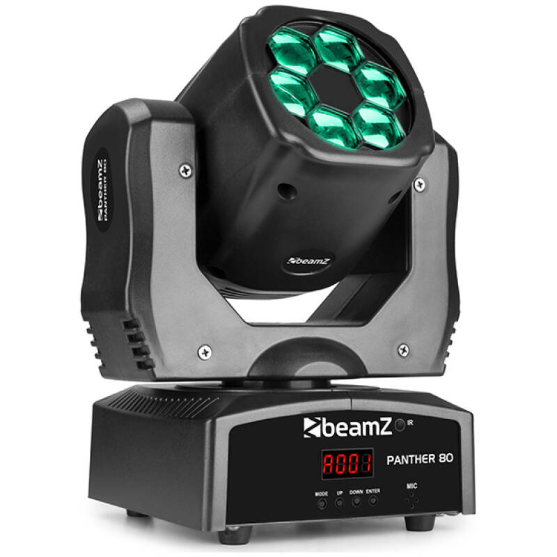 BeamZ Panther 80 LED Moving Head With Rotating Lenses 6x12W RGBW