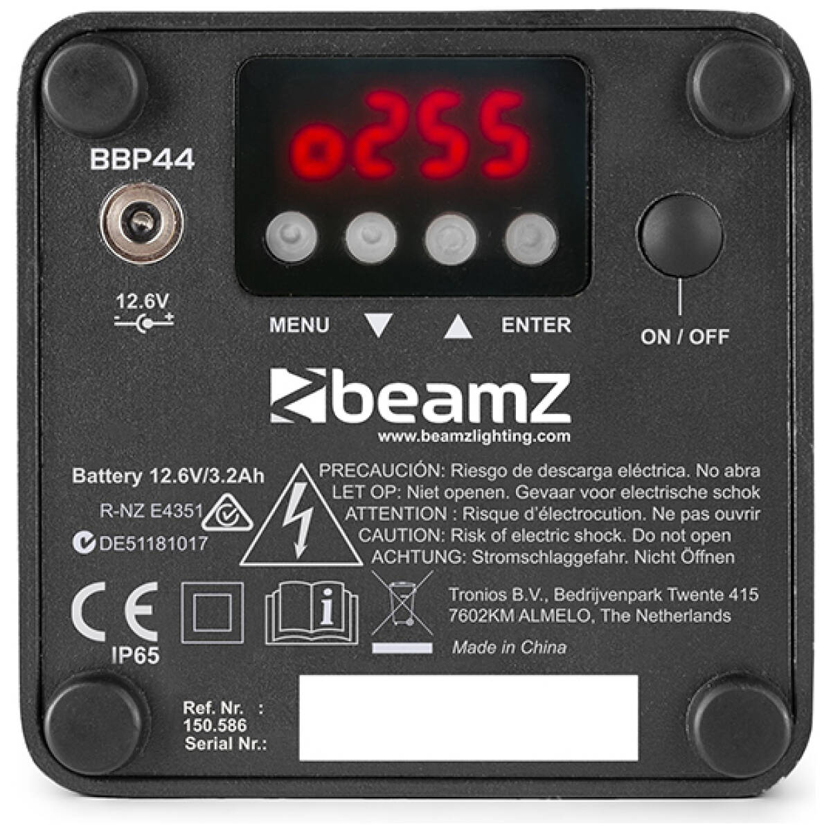 BeamZ BBP44 LED Battery Uplight Par – IP65, 4×4W RGBW - Image 3