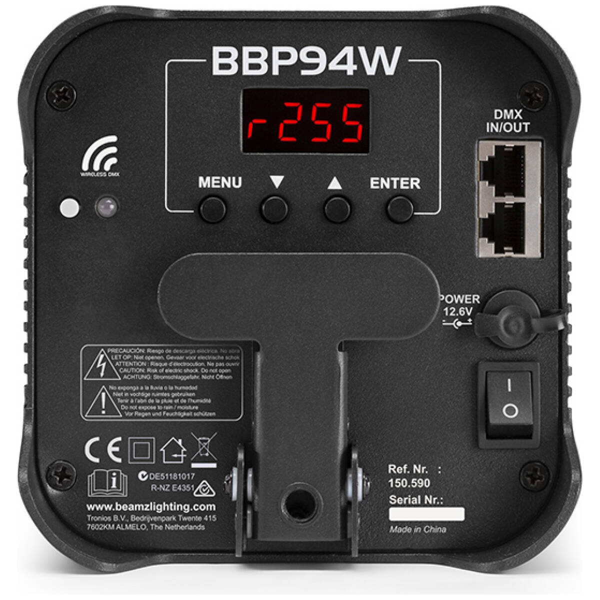 BeamZ BBP94W LED Battery Uplight PAR IP20 – 4×12W RGBAW+UV - Image 3