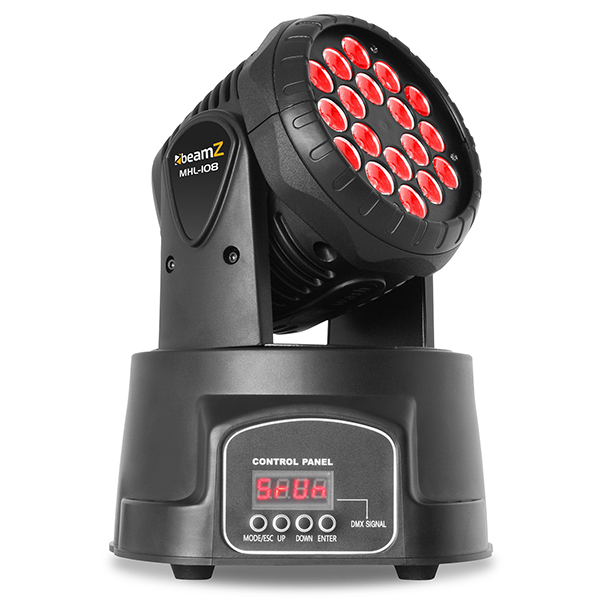 150999B_1 BeamZ MHL108 MK4 LED Moving Head – 18×3W RGB - Image 1