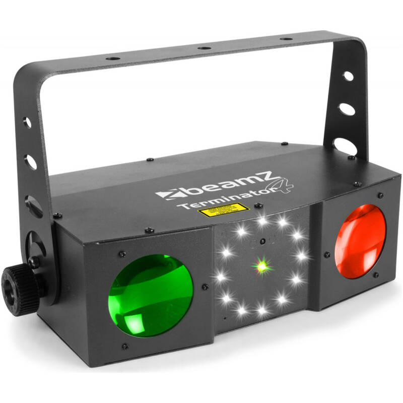 Beamz Terminator IV – Double Moonflower LED Effect With Laser & Strobe