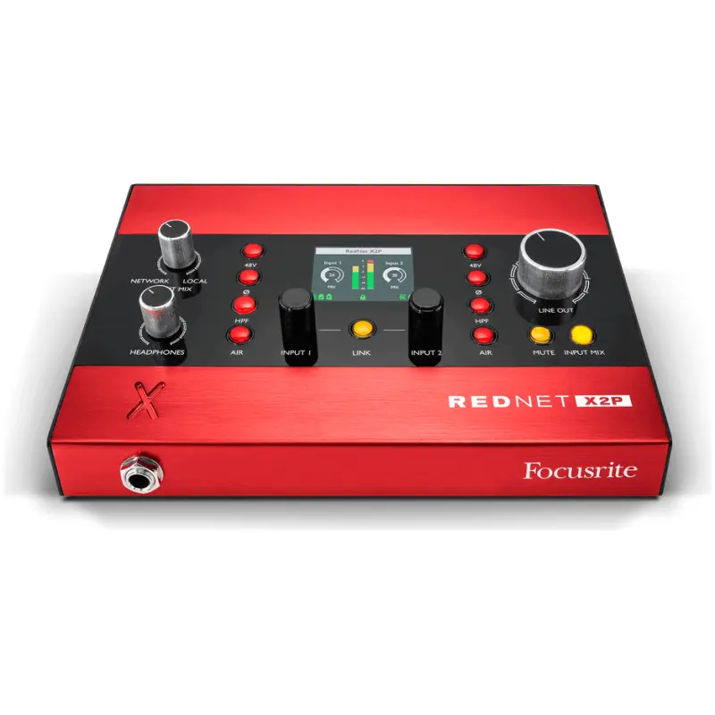 Focusrite RedNet X2P 2x2 Dante Audio Interface with Mic Preamps and Headphone Amp