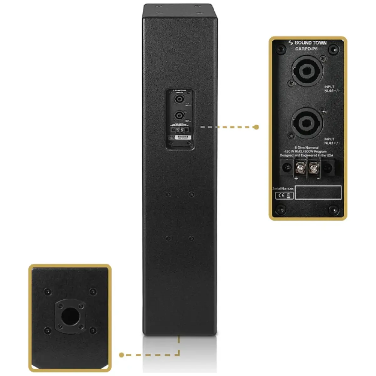 Sound Town CARPO-P6B Passive Column Line Array Speaker - Image 3