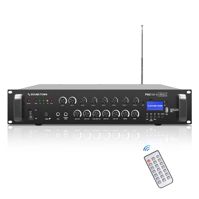 PAC180-6-180W-6-Zone-70V-100V-Commercial-Power-Amplifier-Bluetooth-Remote_672x672 Sound Town PAC180-6 Commercial Power Amplifier - Image 1