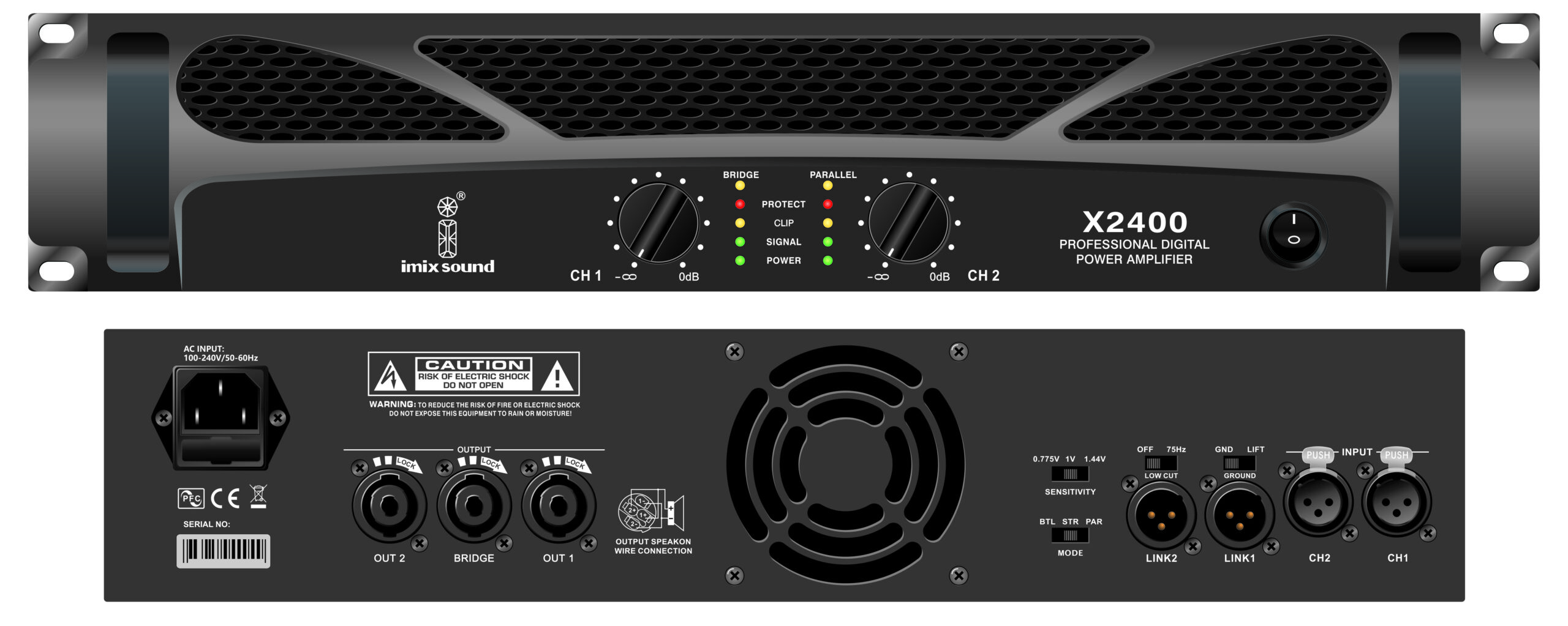 Imix X2400 2 Channel Power Amplifier - A1 Sound