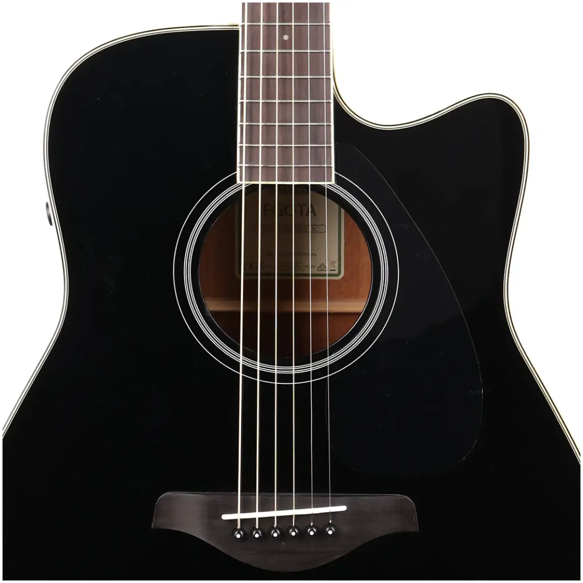Yamaha FGC-TA BLK TransAcoustic Dreadnought Guitar - Image 4