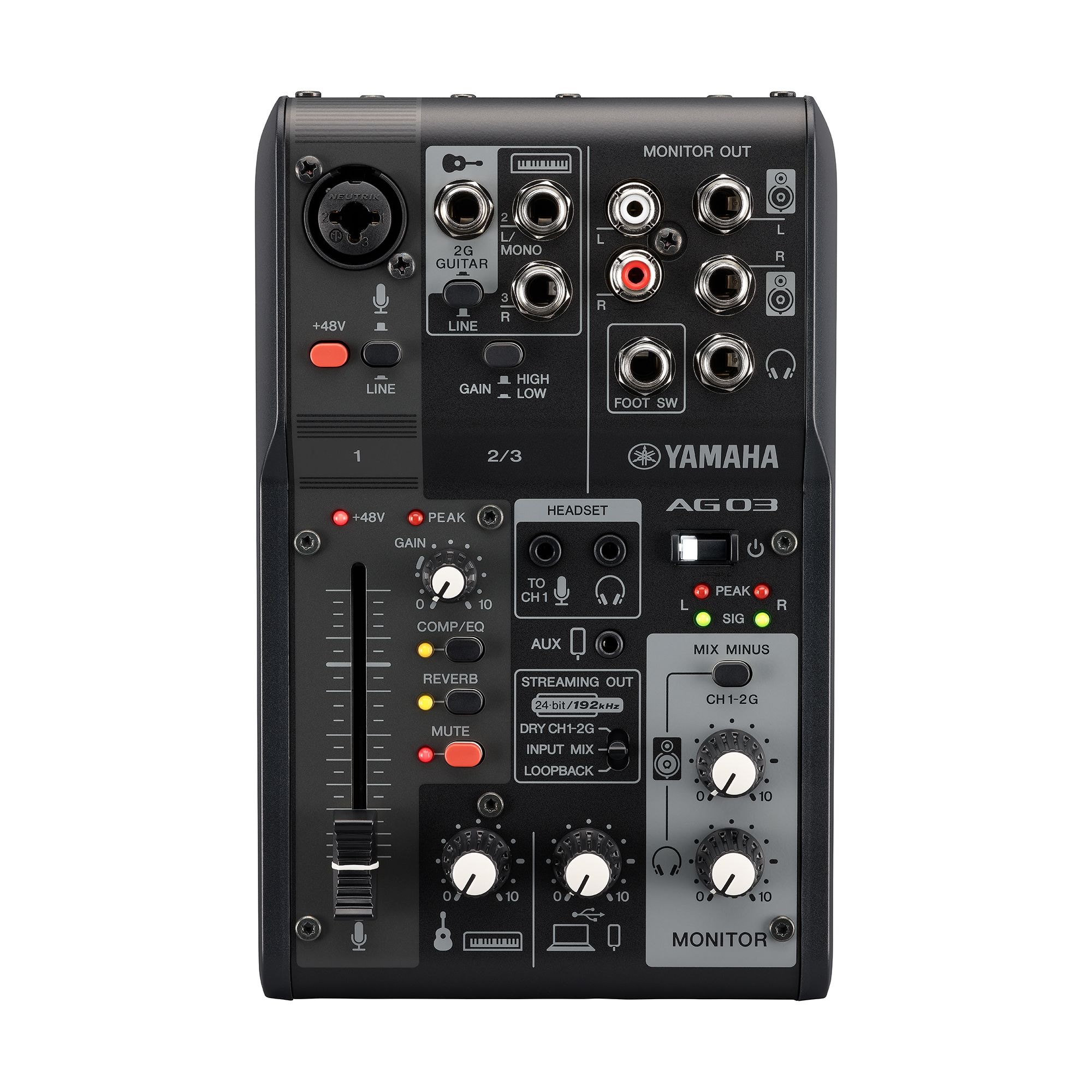 AG03MK2-black-front_76ca420dad838705650c14eee6ce792a AG03MK2 3-Channel Live Streaming Loopback Audio Mixer - Image 1