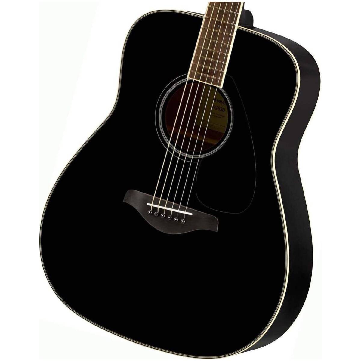 Yamaha FG820 BLK Dreadnought Acoustic Guitar - Image 3