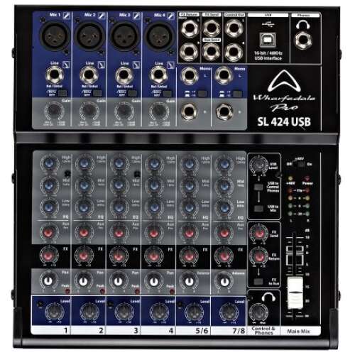 Wharfedale SL424USB 4-Channel Analog Mixer with USB Interface