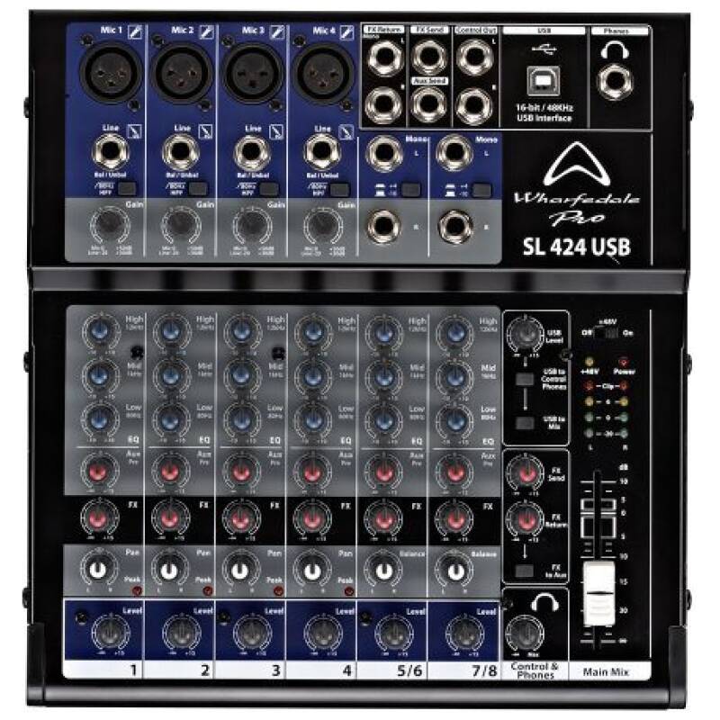 Wharfedale SL424USB 4-Channel Analog Mixer with USB Interface