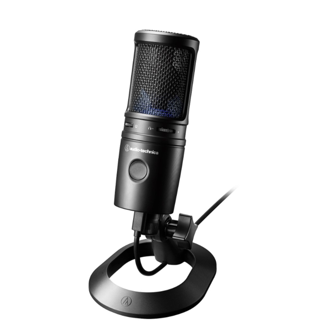 AT2020USB-X-Cardioid-Condenser-USB-Microphone-Top-Front-Right-With-Stand- Audio-Technica AT2020USB-X Cardioid Condenser USB Microphone - Image 1