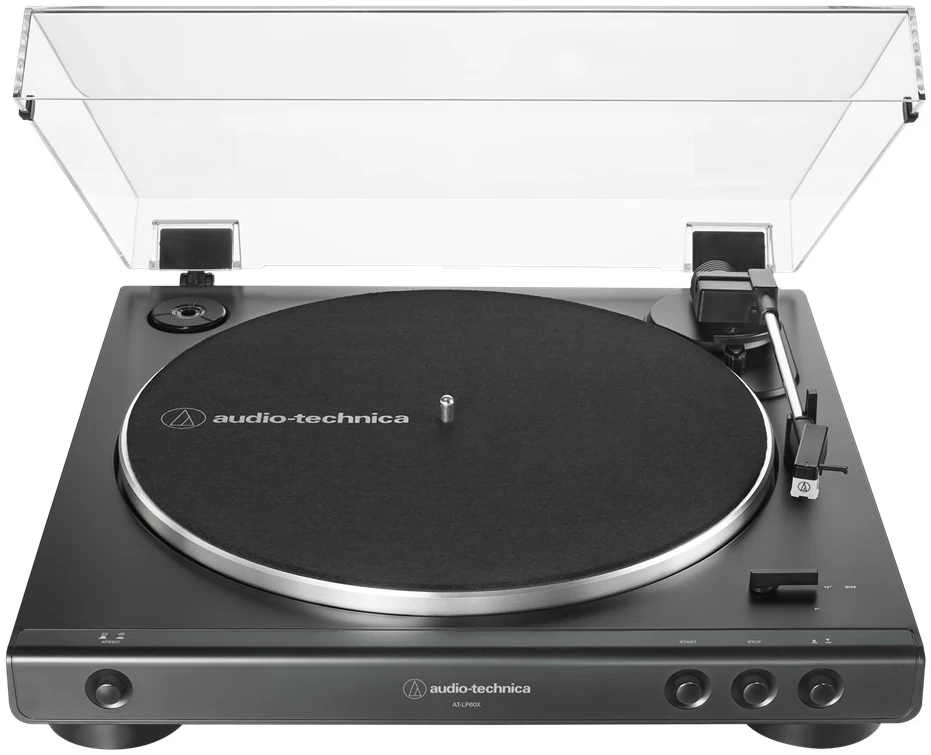 Audio-Technica-AT-LP60XBK-Fully-Automatic-Belt-Drive-Turntable-Top-Front- Audio-Technica AT-LP60XBK Fully Automatic Belt-Drive Turntable - Image 1