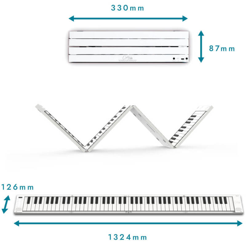 CARRY-ON-FP88T-WT 88-Key Folding Touch Piano (White)