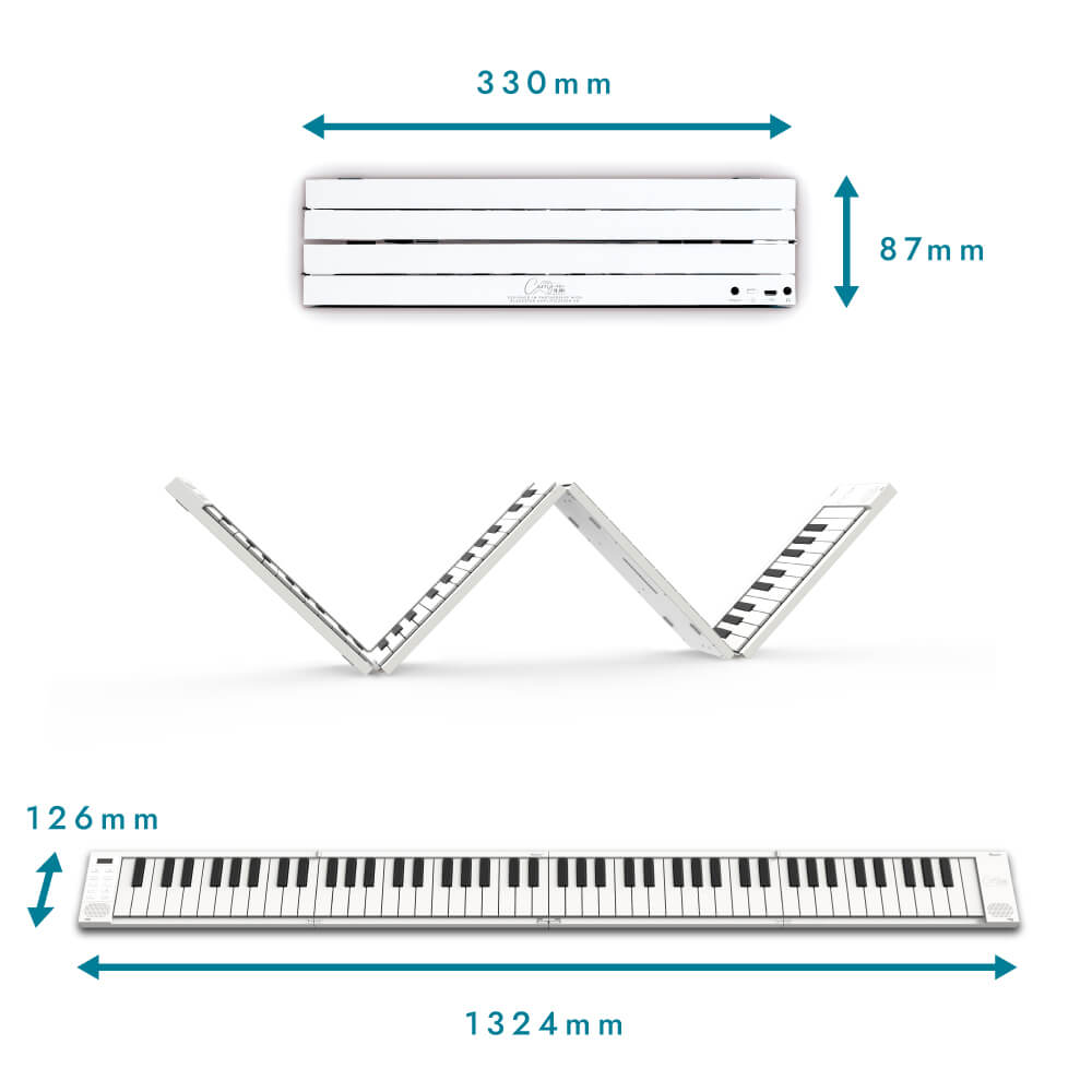 CARRY-ON-FP88-TOUCH-DIMS CARRY-ON-FP88T-WT 88-Key Folding Touch Piano (White) - Image 1