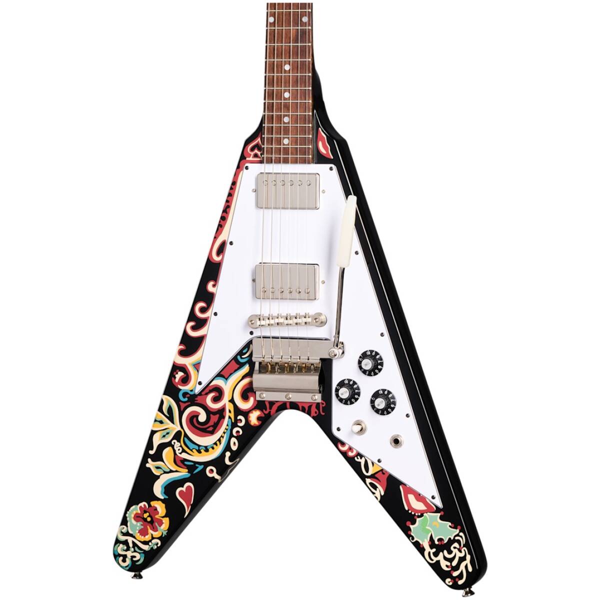 Epiphone ECJHFV-EB Jimi Hendrix Love Drops Flying V Ebony - Image 2