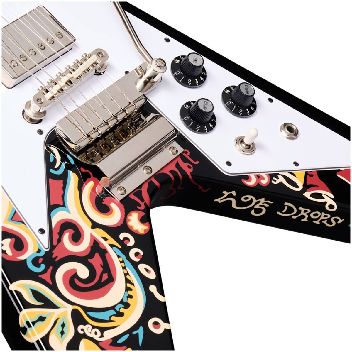 Epiphone ECJHFV-EB Jimi Hendrix Love Drops Flying V Ebony - Image 3