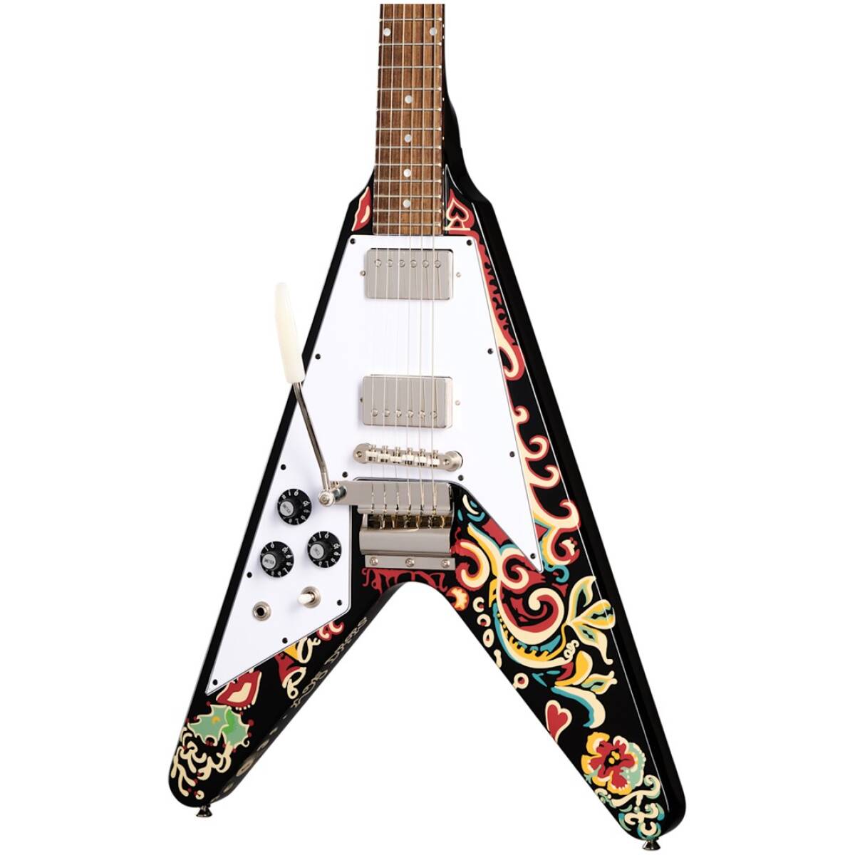 Epiphone ECJHFV-EB-L Jimi Hendrix Love Drops Flying V Ebony-L - Image 2