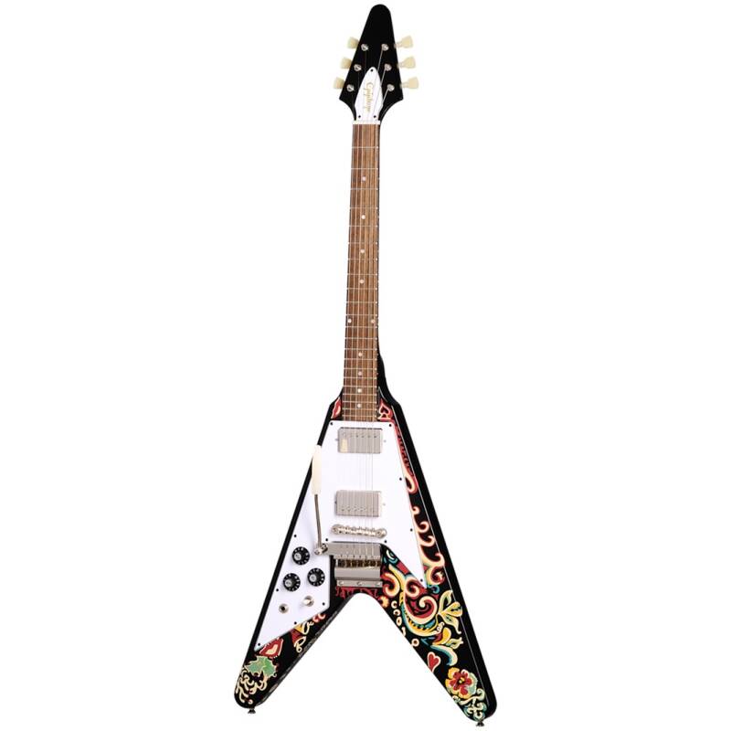 Epiphone ECJHFV-EB-L Jimi Hendrix Love Drops Flying V Ebony-L