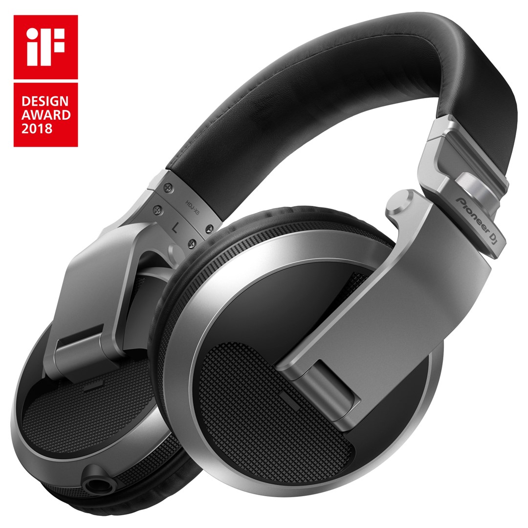 HDJ-X5-Over-Ear-DJ-Headphones-in-Silver-Front-Right- Pioneer DJ HDJ-X5-S Over-Ear DJ Headphones in Silver - Image 1