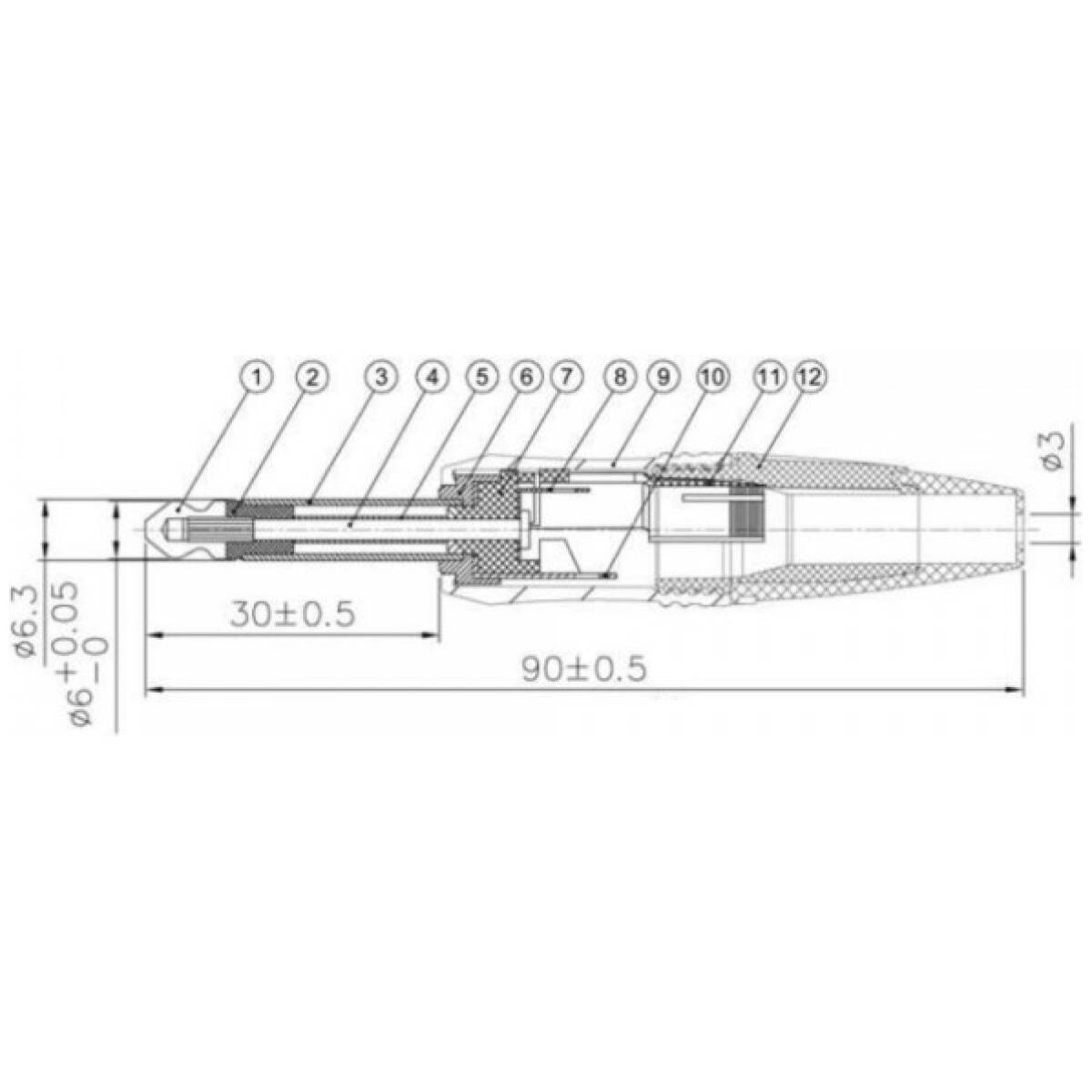 Enova PL22MB - 1/4'' Plug 2 Pole Mono Black Housing And Grey Boot - Image 3