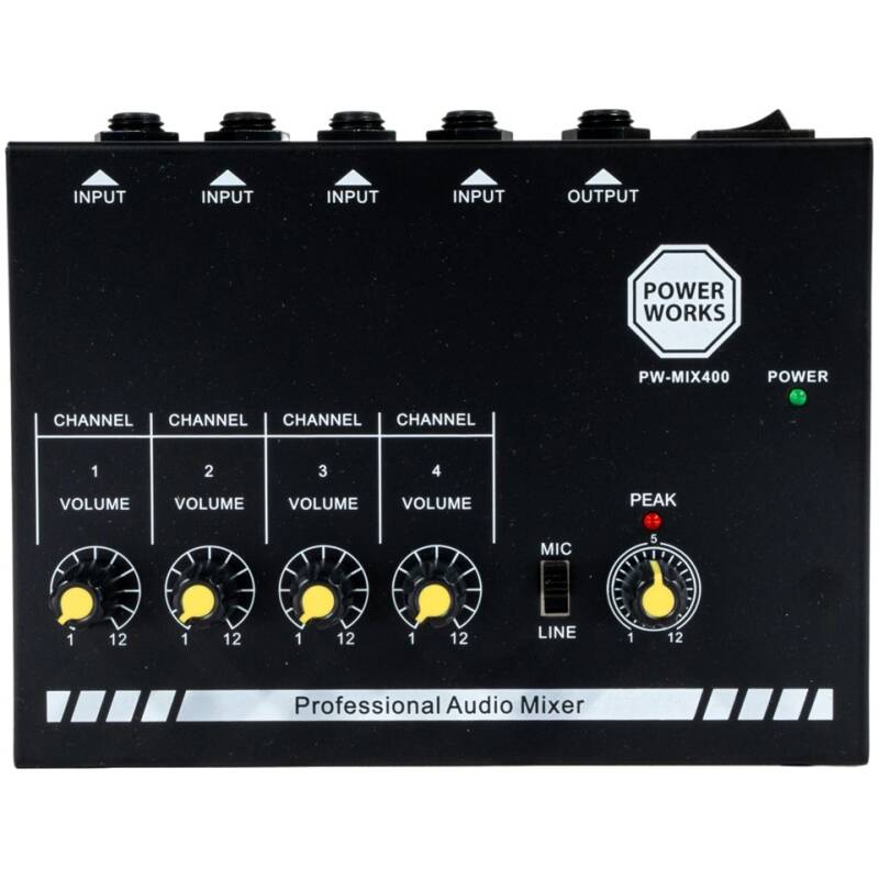PowerWorks PW-MIX-400 4-channel Mini Audio Mixer