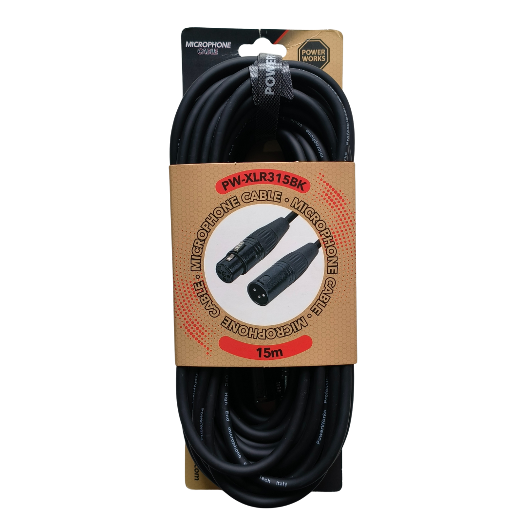 PW-XLR315BK PowerWorks PW-XLR315BK 15M XLR Male to Female Cable - Image 1