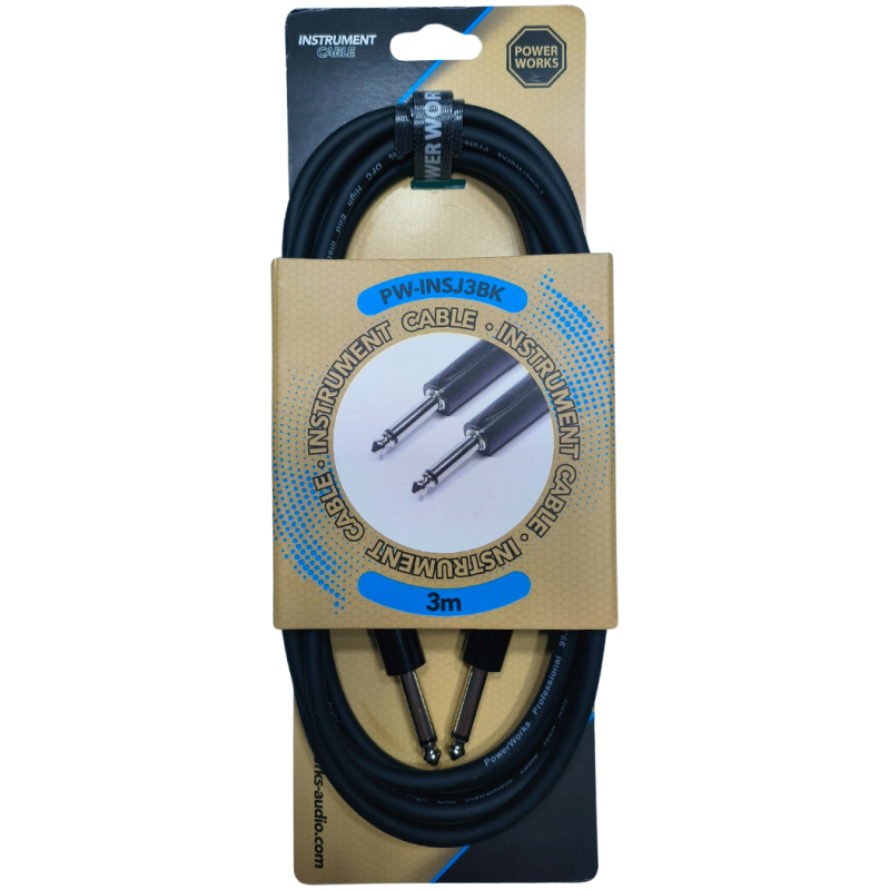 PowerWorks PW-INSJ3BK 3m Instrument Cable-Black Monojack