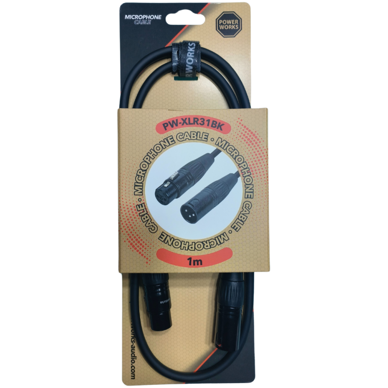PowerWorks PW-XLR31BK 1M XLR Male to Female Cable