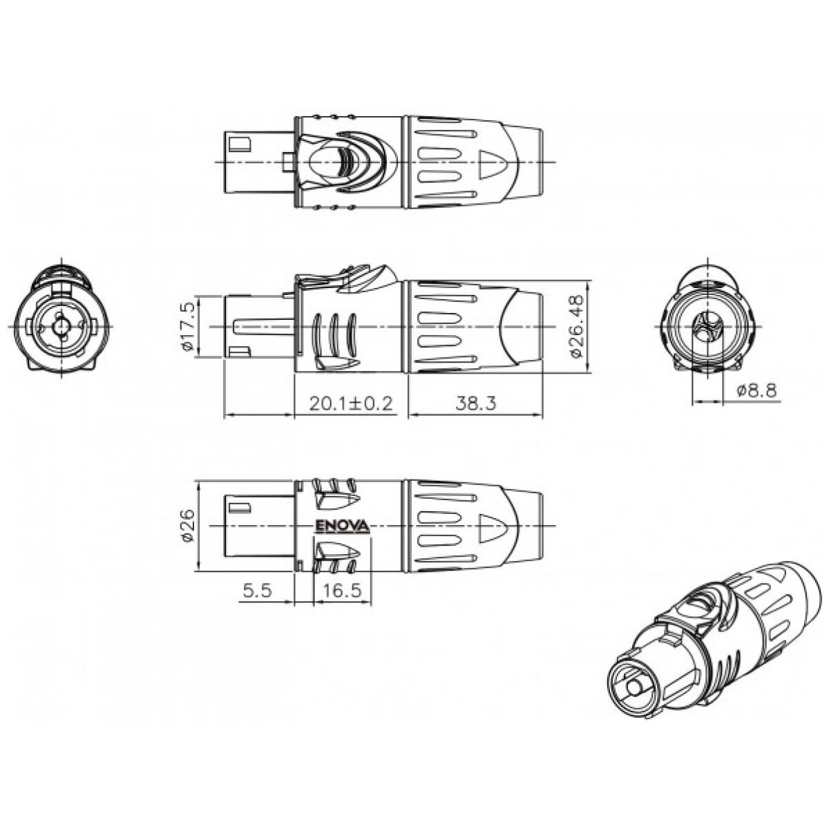 Enova SP24FN - Loudspeaker Connection 4-pin, Metal Housing Female - Image 2