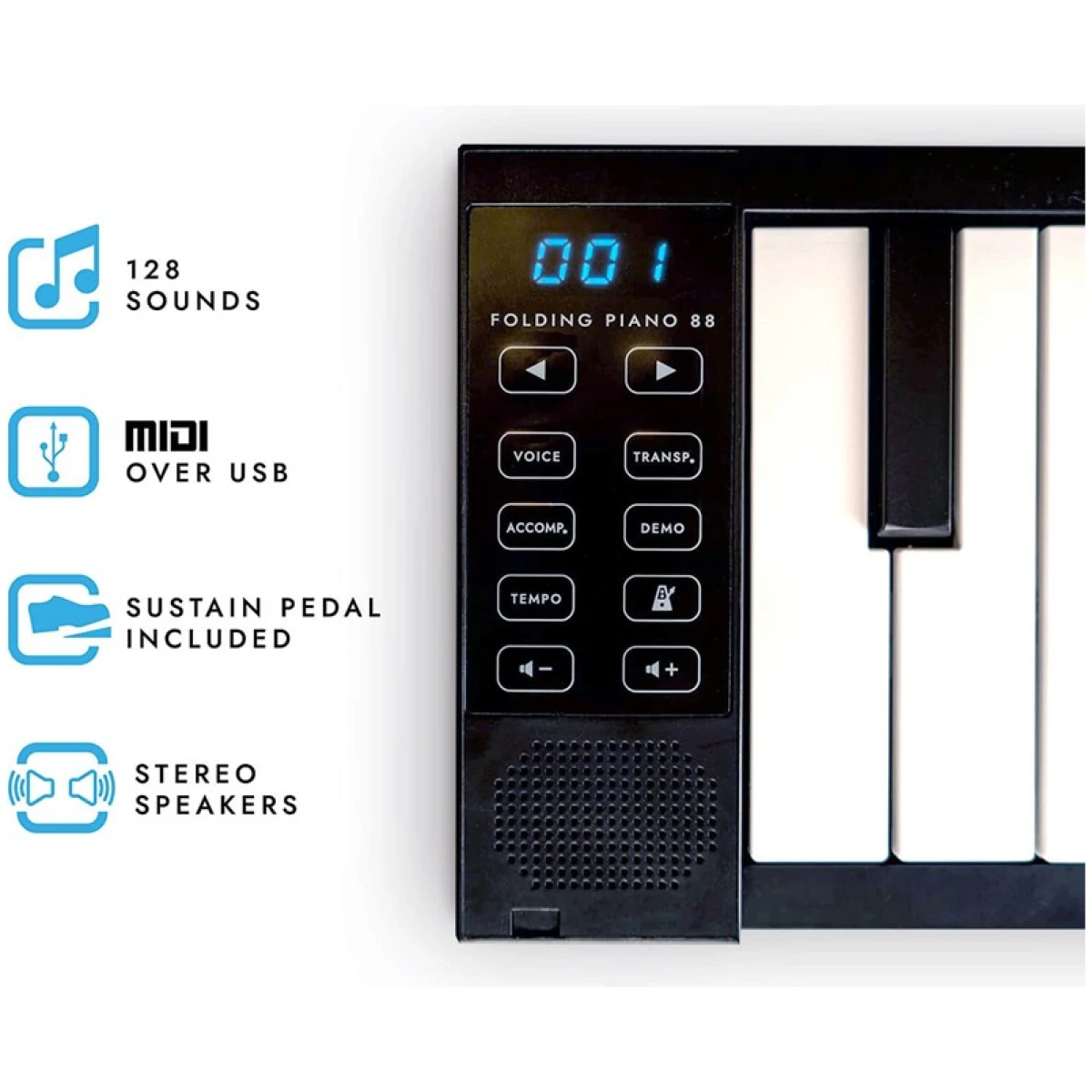 CARRY-ON-FP88-BK 88 Key Folding Piano Black - Image 3
