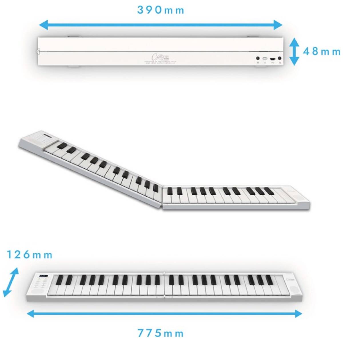 CARRY-ON-FP49 Key Folding Piano White - Image 4