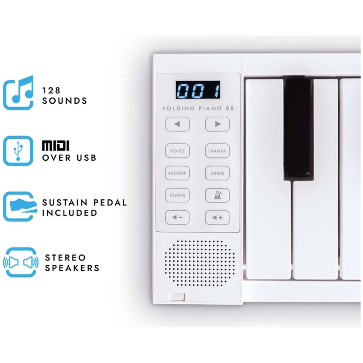CARRY-ON-FP88 88 Key Folding Piano White - Image 3