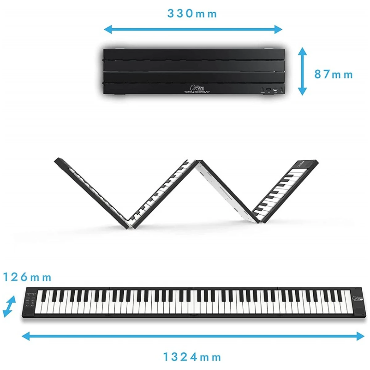 CARRY-ON-FP88-BK 88 Key Folding Piano Black - Image 2
