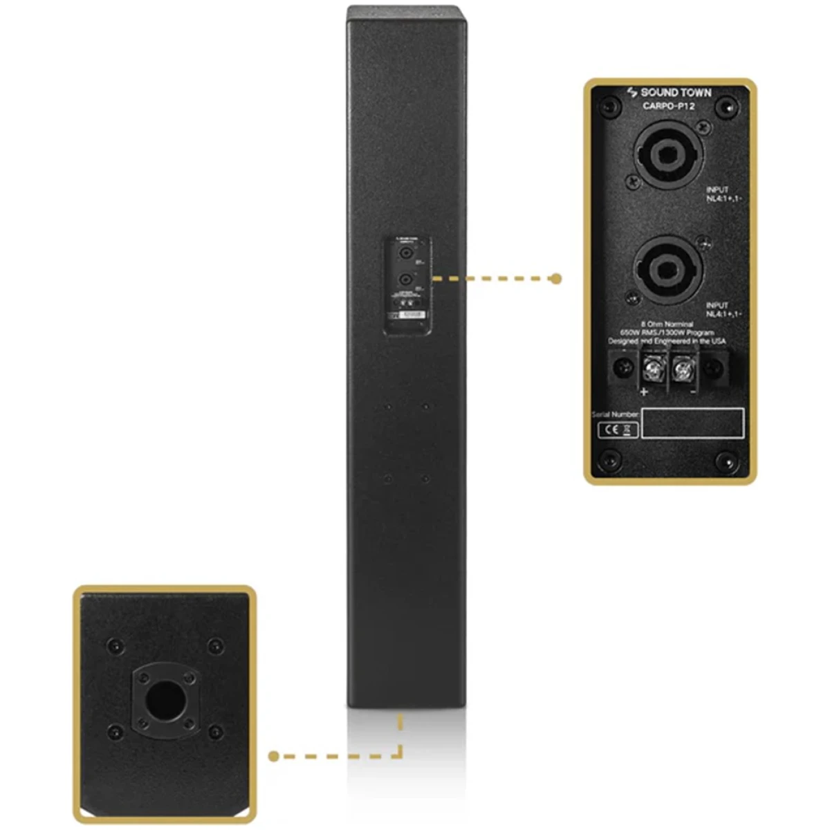 Sound Town CARPO-P12B 1300W Passive Column Speaker - Image 5