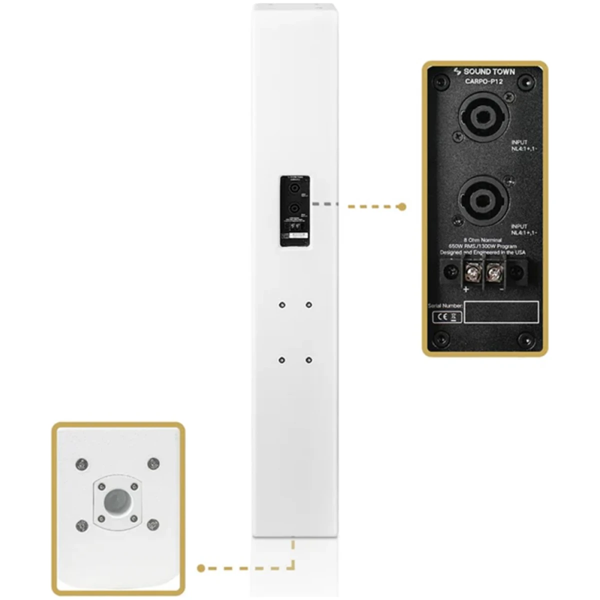 Sound Town CARPO-P12W 1300W Passive Column Speaker - Image 5