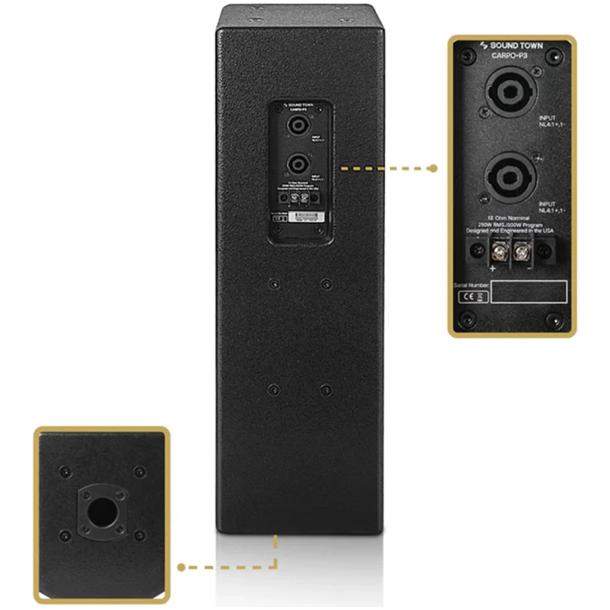 Sound Town CARPO-P3B 500W Passive Column Speakers(Pair) - Image 5