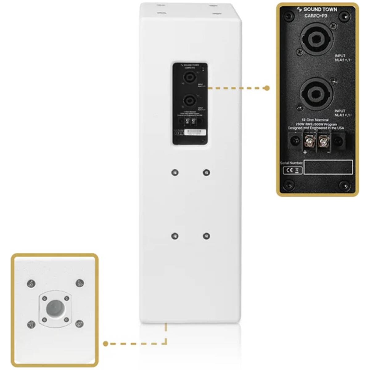 Sound Town CARPO-P3W 500W Passive Column Speaker(Pair) - Image 5