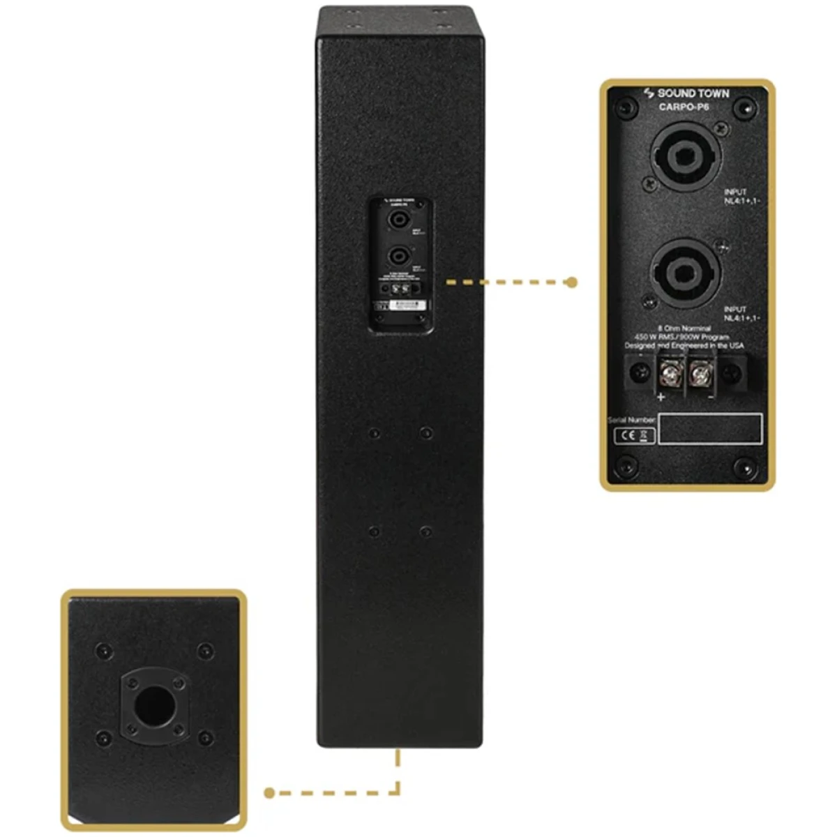 Sound Town CARPO-P6B 900W Passive Column Speaker - Image 5