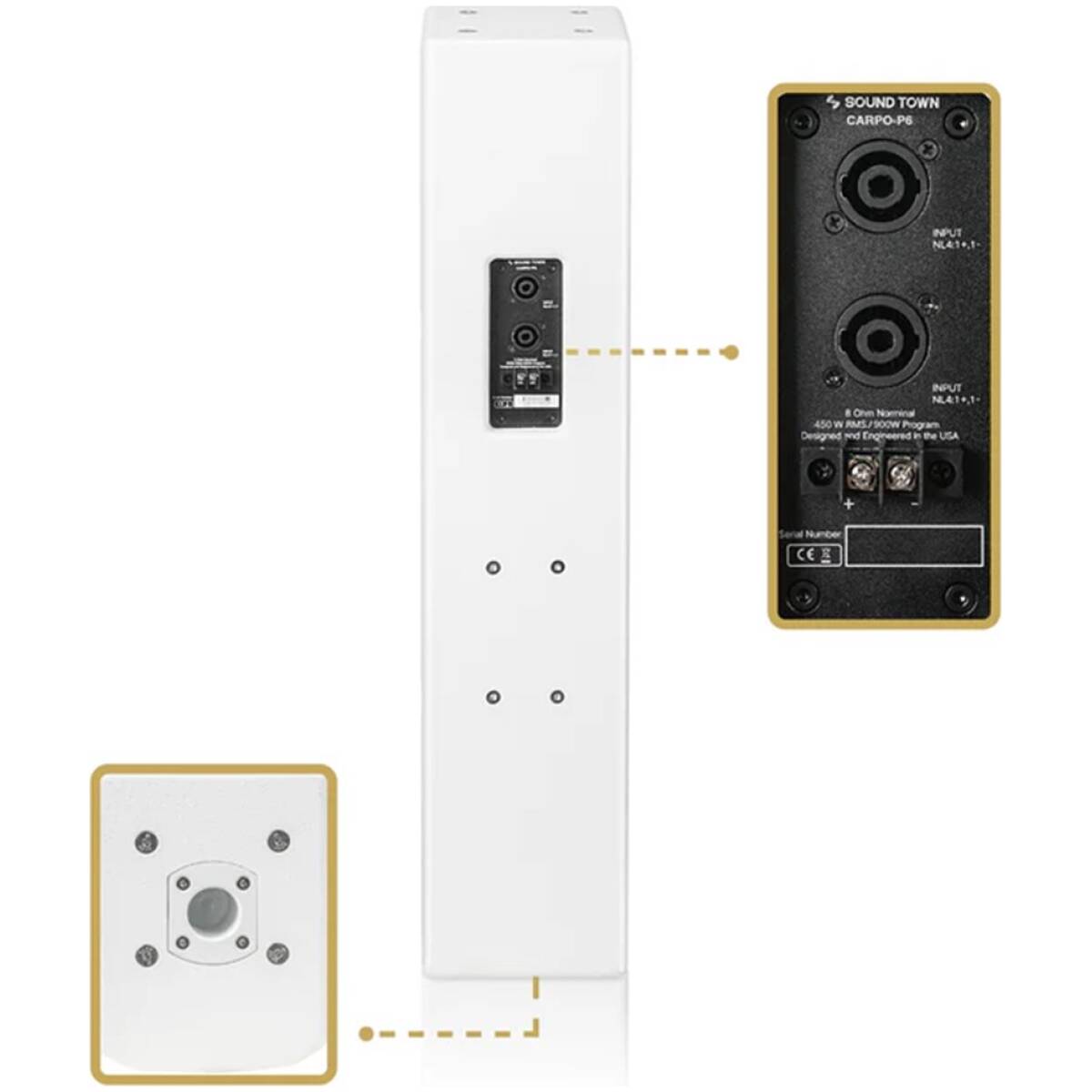 Sound Town CARPO-P6W 900W Passive Column Speaker - Image 5